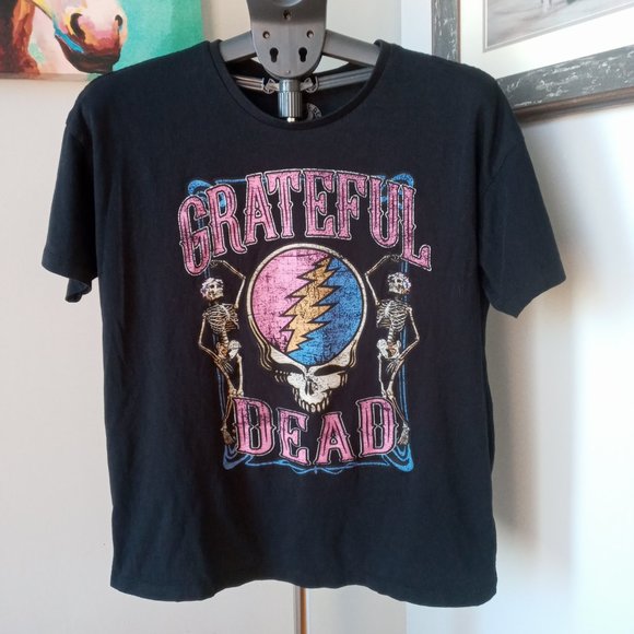 Grateful Dead dancing skeleton black band Tee Size Medium - Picture 1 of 7